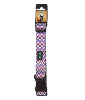 BASIL Zig Zag Adjustable Collar & Leash, 4 Feet (Purple)