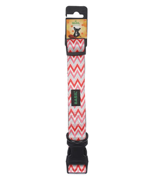 BASIL Zig-Zag Padded Adjustable Collar for Dogs & Puppies (Red)