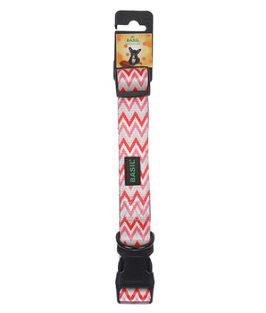 BASIL Zig Zag Adjustable Collar & Leash, 4 Feet (Red)