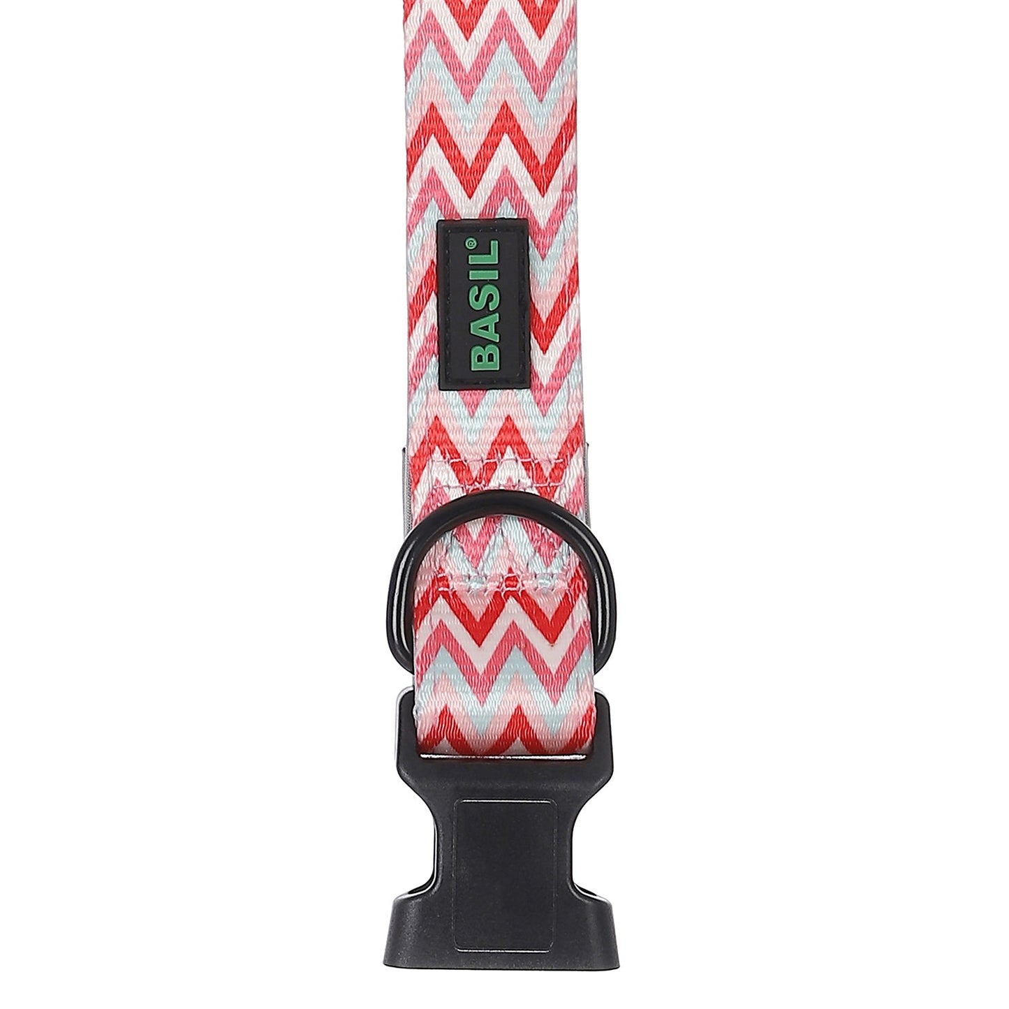 BASIL Zig-Zag Padded Adjustable Collar for Dogs & Puppies (Red)