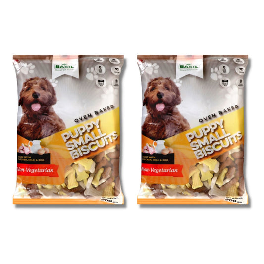 BASIL Real Chicken Puppy Biscuit | Pack of 2 | Bone Shape Biscuits for Puppies (900 Grams)