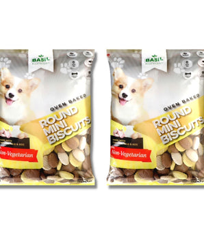 BASIL Real Chicken Dog Biscuit | Pack of 2 | Round Shape Biscuits for Adult Dogs (900 Grams)