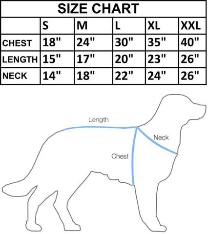 size chart of denim skirts for dogs