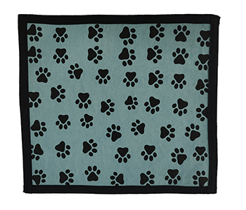 smoke blue coloured dog mat with paw print