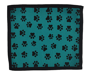 teal blue coloured dog mat with paw print