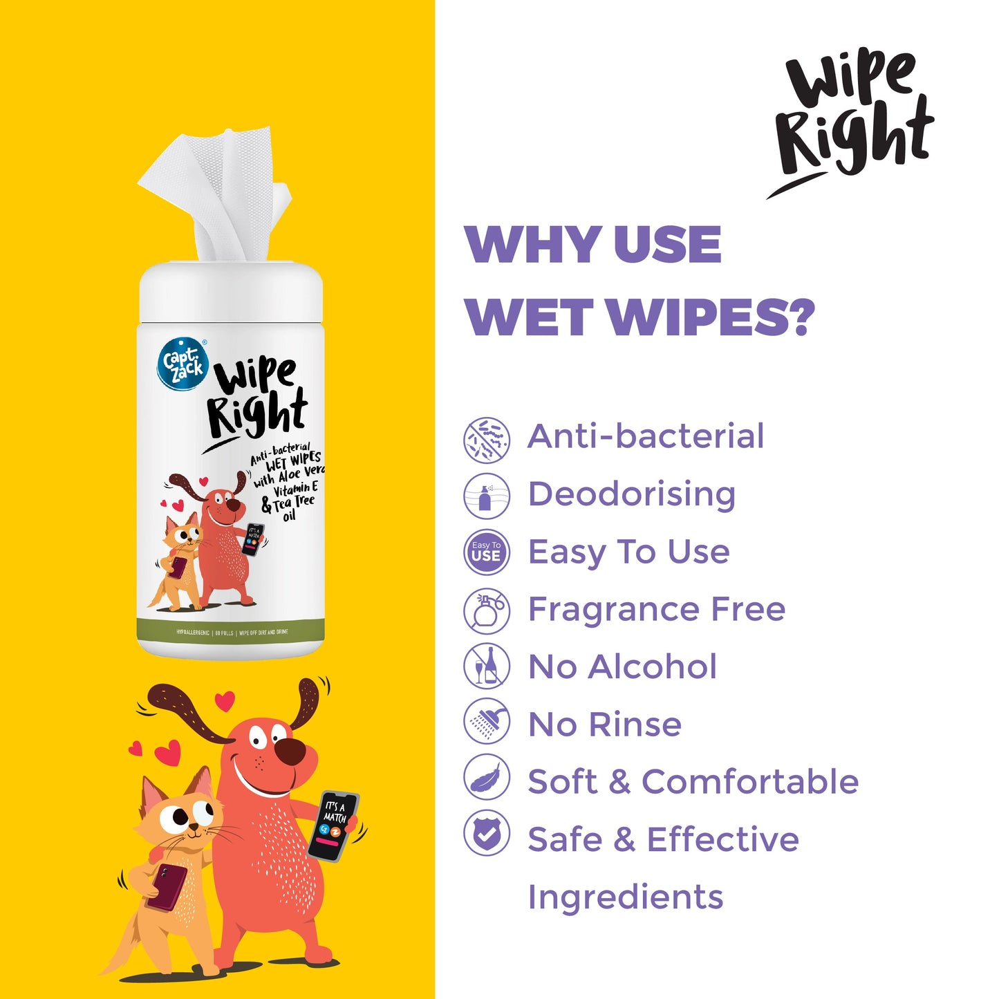 Wipe Right Anti-Bacterial Wet Wipes Pack of 2
