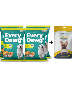 EveryDawg™ Trial Combo for Puppies - (Pack of 4 * 100 g + Barkstix Honey Chicken 100 g)