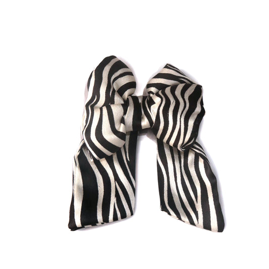 Black and White Stripes Bow Tie